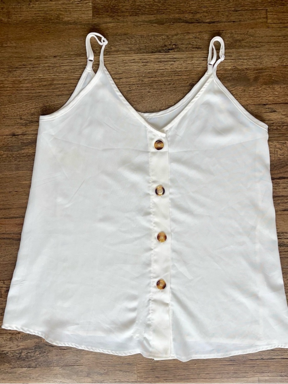 Women’s White Button-Front Cami Tank Top
